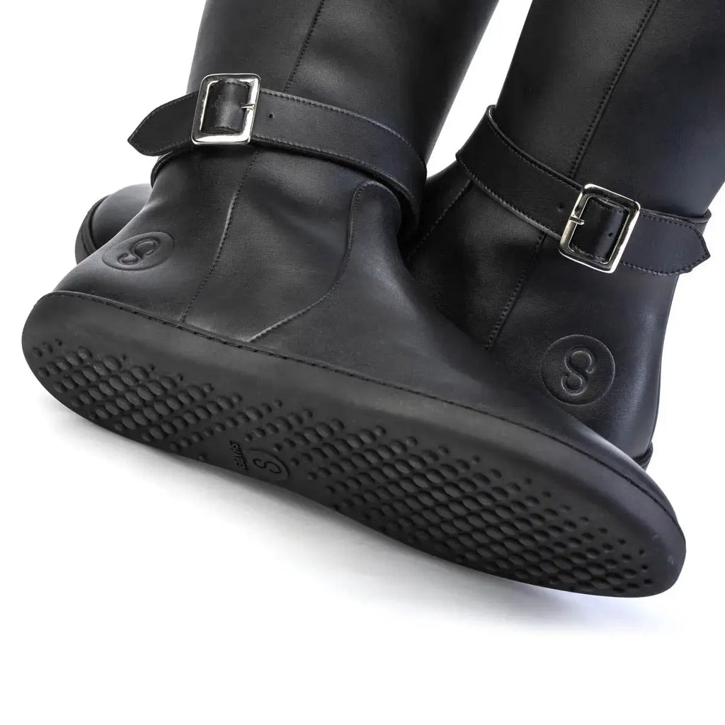 Shapen - Glam Knee Black Leather Vegan - Botas altas barefoot
