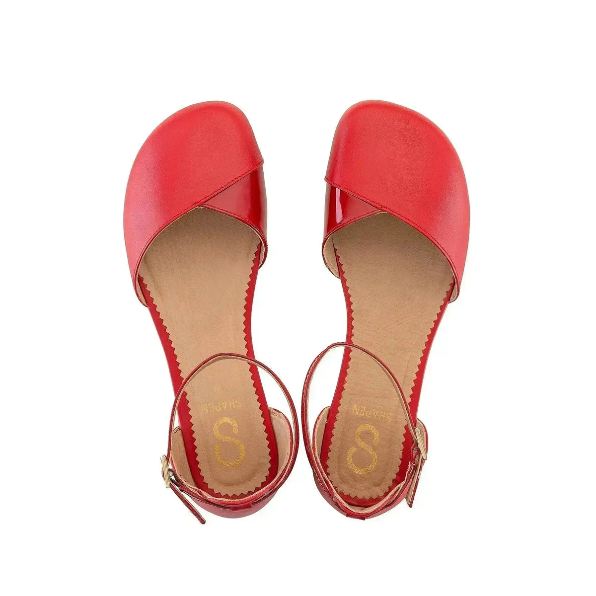 Shapen – Poppy Cherry - Bailarinas abiertas barefoot rojas para mujer