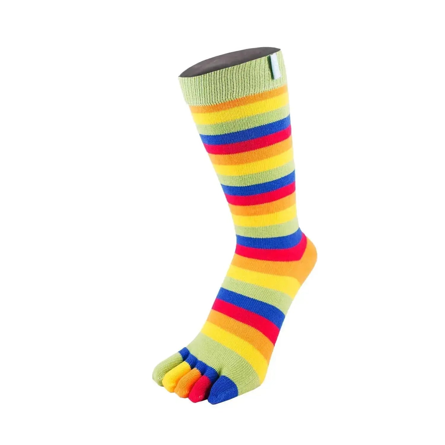 TOETOE - Chaussettes à doigts mi-mollet - Tailles 35-46 - Vert rayé
