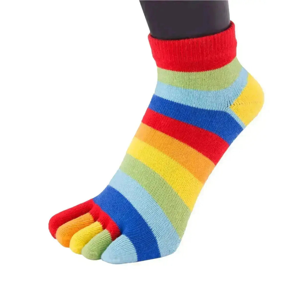 TOETOE - calcetines cortos de dedos - tallas 35-46 / Striped Rainbow