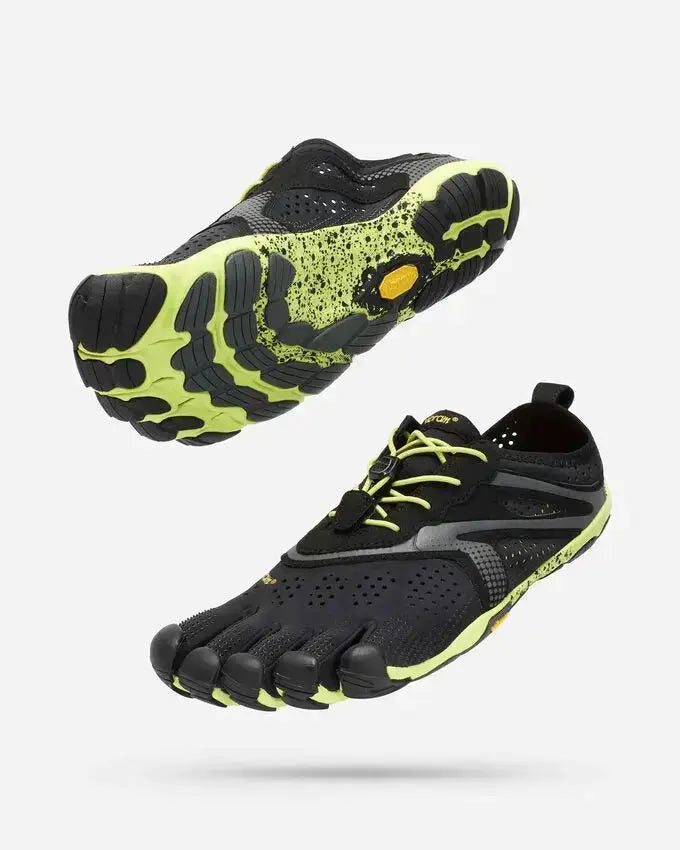Vibram FiveFingers - V-Run Noir/Jaune - Chaussures Barefoot d'entraînement pour Homme