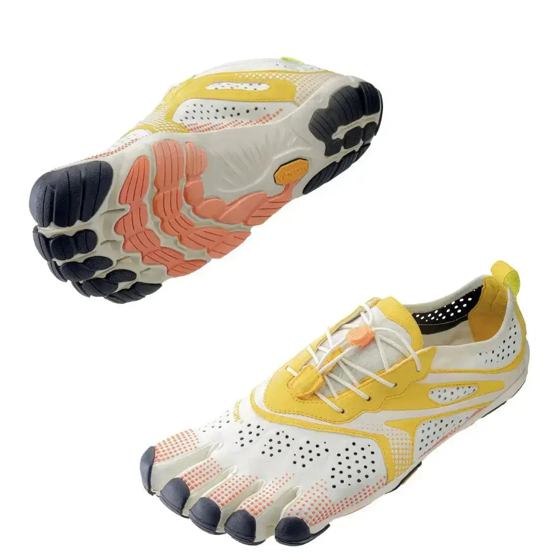 Vibram FiveFingers V-Run Ivoire/Jaune - Chaussures Barefoot homme pour running et entraînement