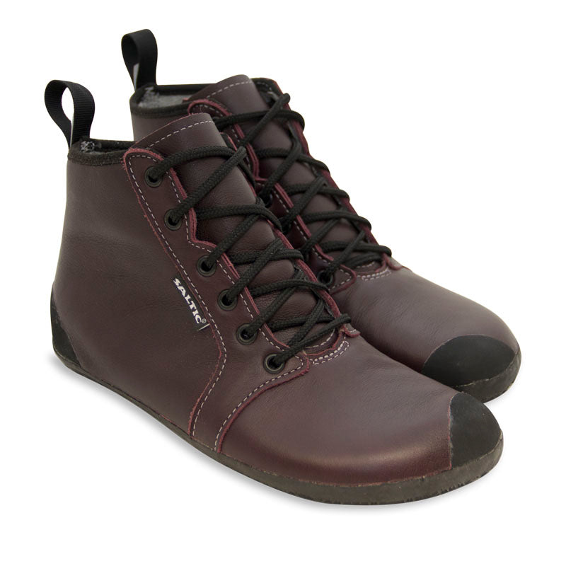 Saltic Vintero Burgundy - Botines barefoot otoñales con membrana térmica burdeos