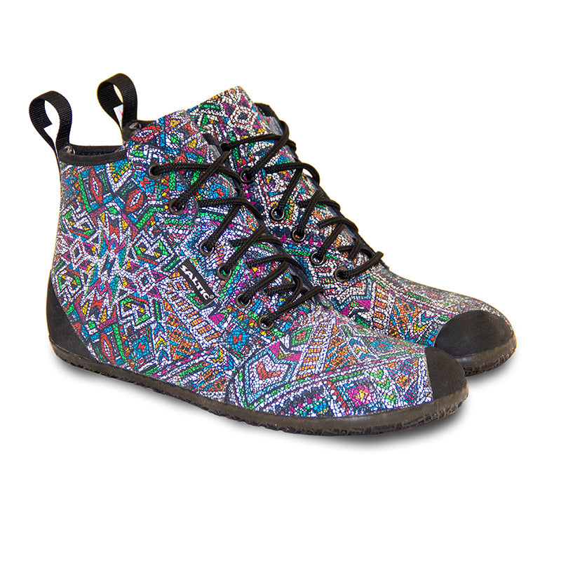 Saltic Vintero Aztek - Botines barefoot otoñales con membrana térmica en estampado geométrico