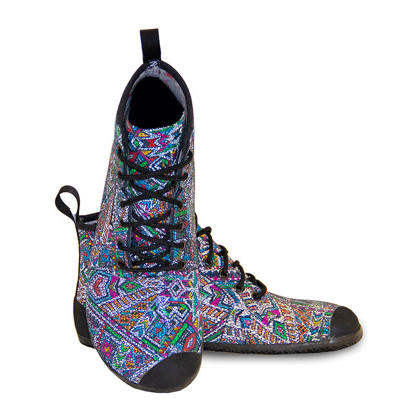 Saltic Vintero Aztek - Botines barefoot otoñales con membrana térmica en estampado geométrico