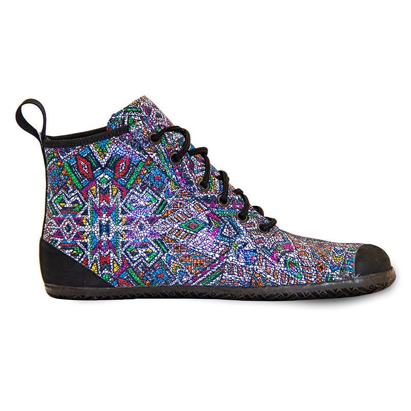 Saltic Vintero Aztek - Botines barefoot otoñales con membrana térmica en estampado geométrico