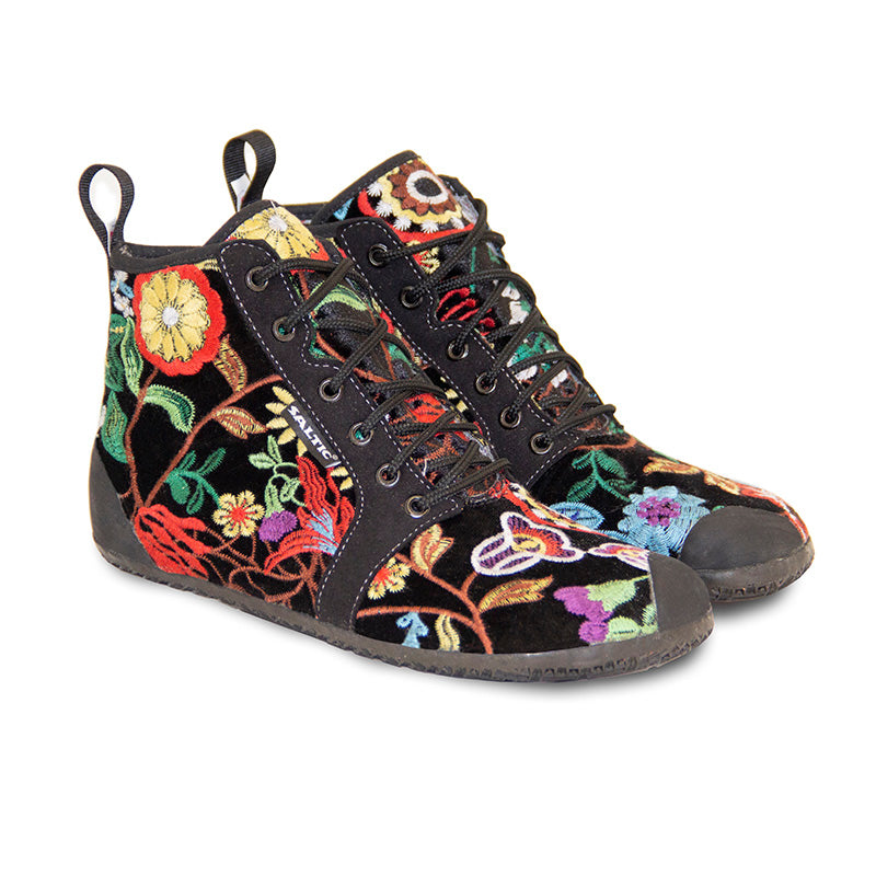 Saltic Vintero Diva - Botines barefoot otoñales con membrana térmica en estampado floral