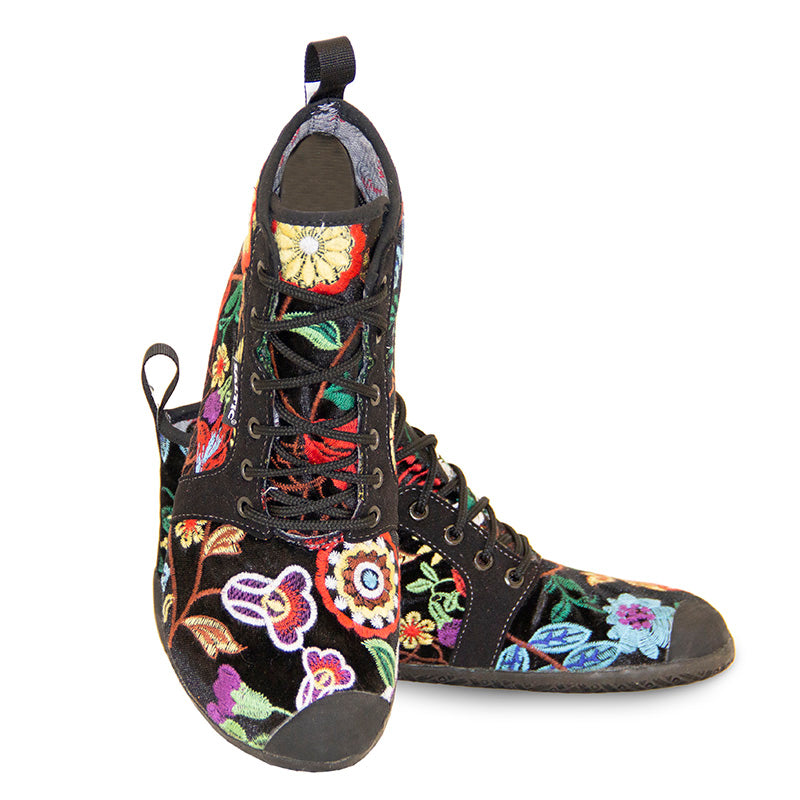 Saltic Vintero Diva - Botines barefoot otoñales con membrana térmica en estampado floral