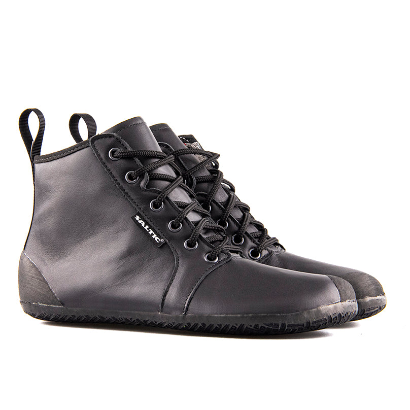 Saltic Vintero Black Nappa - Botines barefoot otoñales con membrana térmica negros