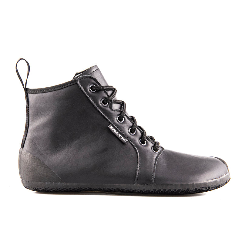 Saltic Vintero Black Nappa - Botines barefoot otoñales con membrana térmica negros