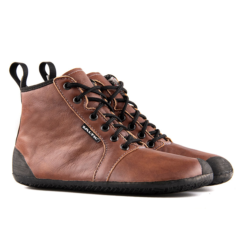 Saltic Vintero Tobacco - Botines barefoot otoñales con membrana térmica marrones