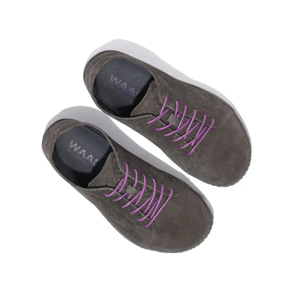 WAALS - Nomad Lady Oil Suede Grey/Purple - Zapato barefoot artesano de piel de serraje