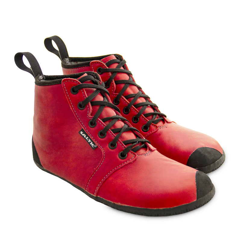 Saltic Vintero Pomodoro - Botines barefoot otoñales con membrana térmica rojos