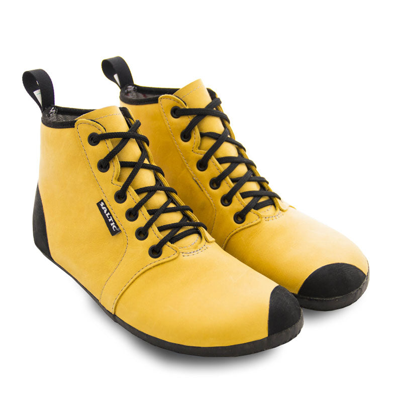 Saltic Vintero Mustard - Botines barefoot otoñales con membrana térmica amarillos