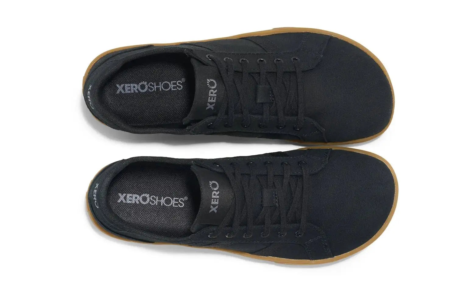 Xero Shoes - Dillon Canvas - Men Black / Gum - Lonetas de cordones barefoot negras para hombre