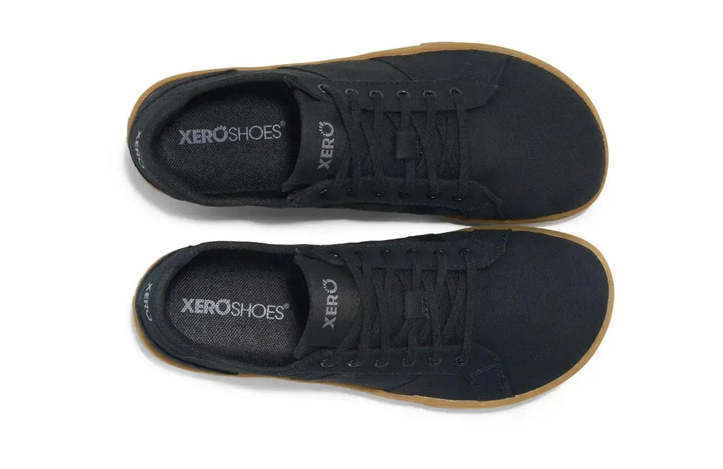 Xero Shoes - Dillon Canvas - Women Black / Gum - Lonetas de cordones barefoot negras para mujer