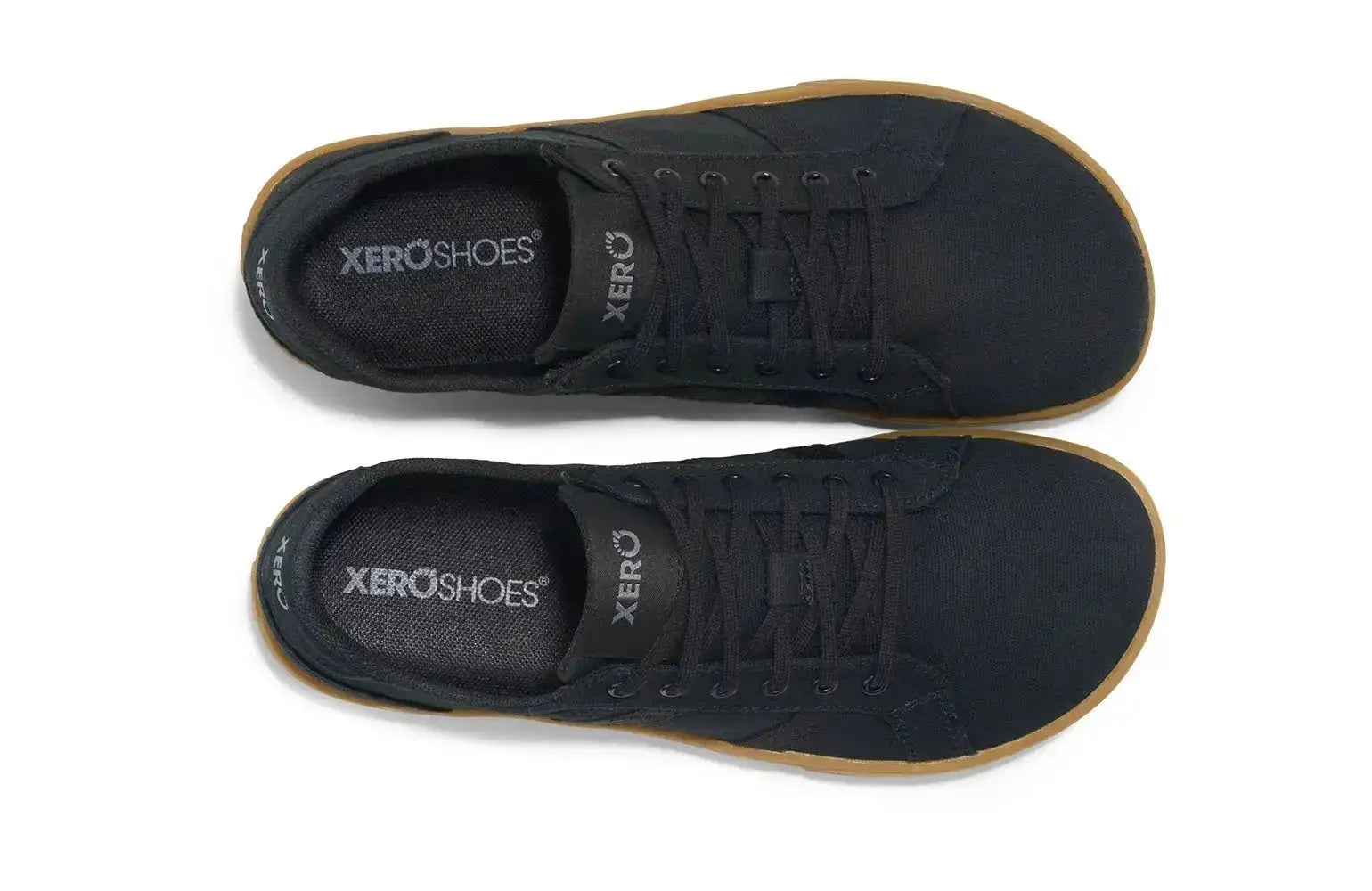 Xero Shoes - Dillon Canvas - Women Black / Gum - Lonetas de cordones barefoot negras para mujer