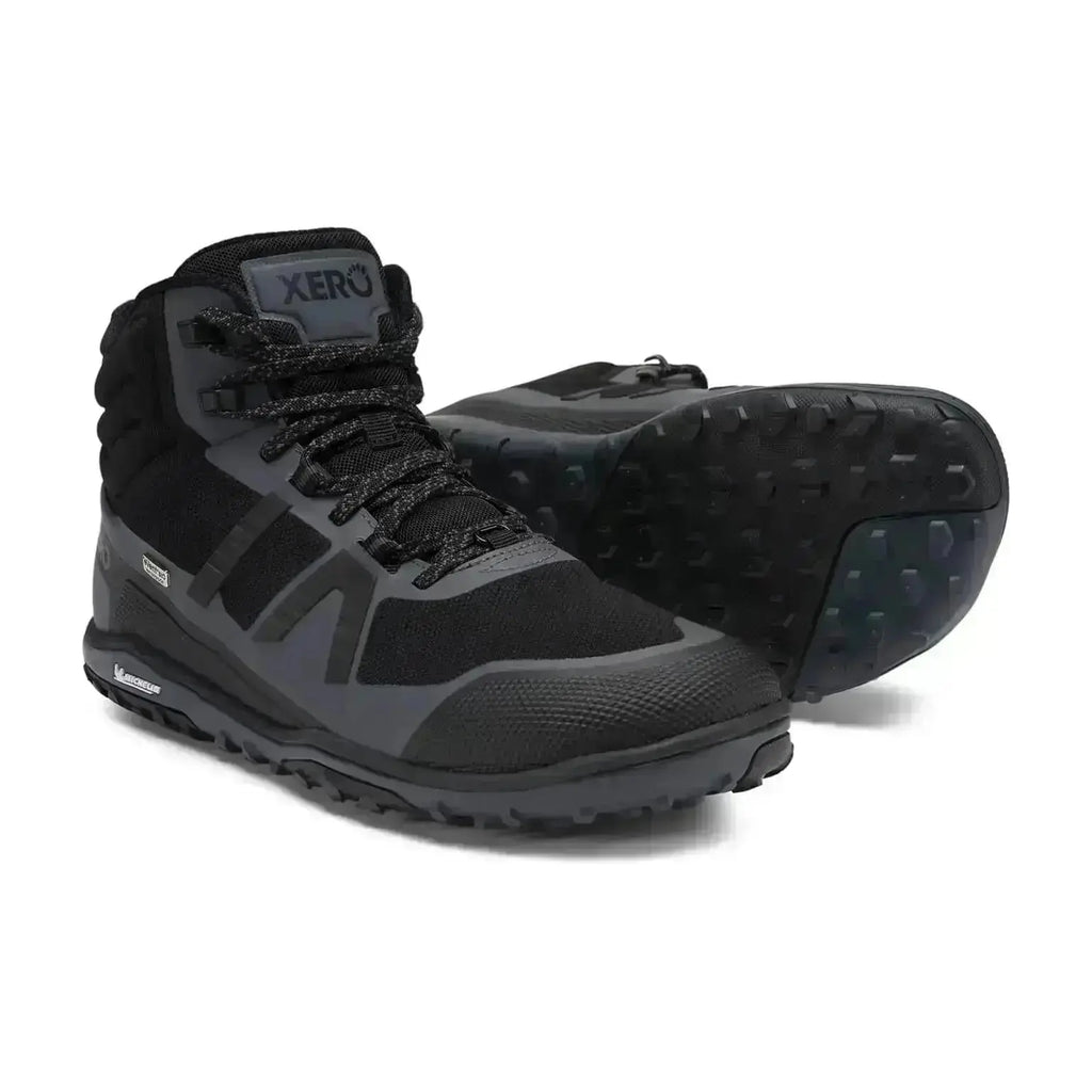 Xero Shoes - Scrambler Mid II WP - Men black-asphalt - Bota de Trekking Barefoot Impermeable y Ultraligera negras para hombre