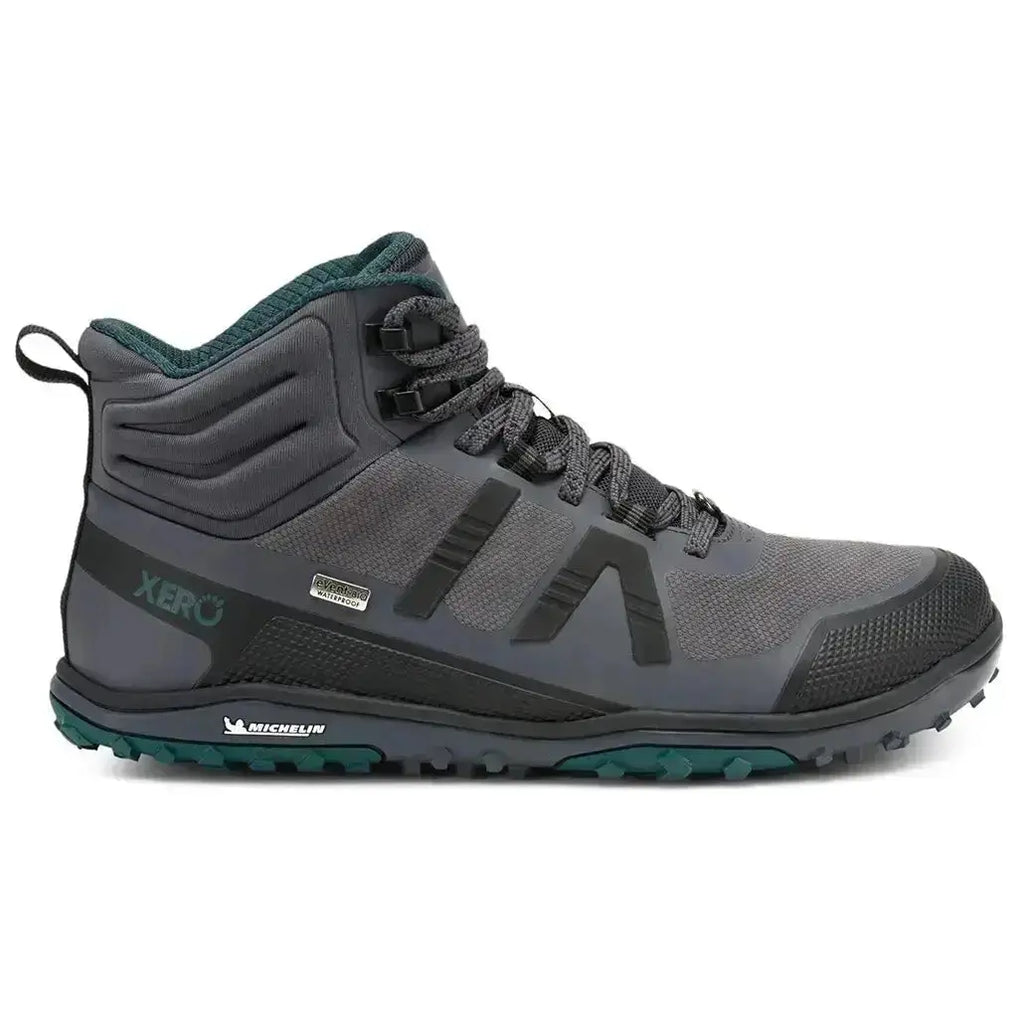 Xero Shoes - Scrambler Mid II WP - Women asphalt-sea-moss - Bota de Trekking Barefoot Impermeable y Ultraligera grises para mujer
