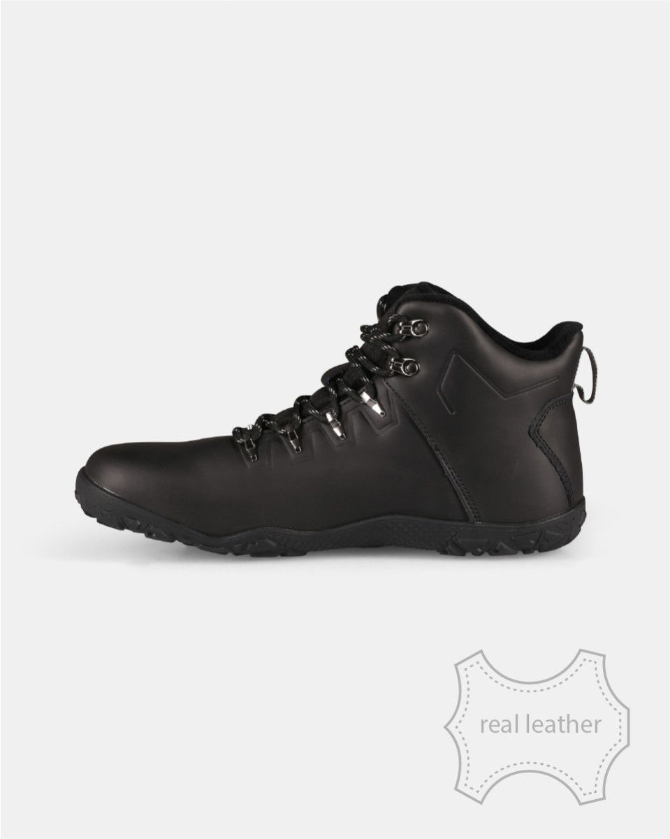 Kilpi - Bare Leather High-U Black - Botas Barefoot para Hiking y Montaña