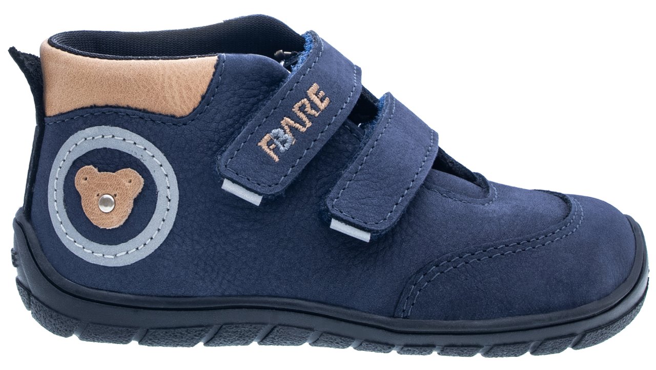 Fare Bare Kids Visby Blue - Botines barefoot otoñales para niños pequeños en cuero nubuck azules