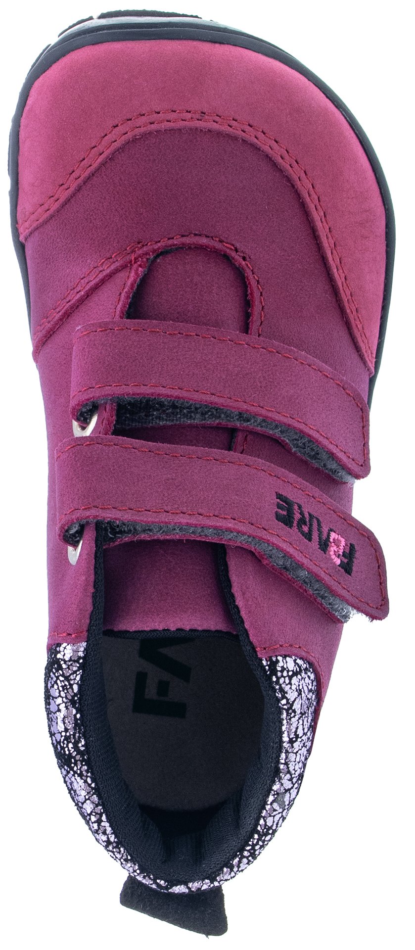 Fare Bare Kids Visby Burgundy - Botines barefoot otoñales para niños pequeños en cuero nubuck rosa burdeos