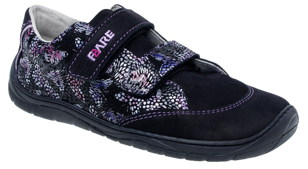Fare Bare Kids Darianky Black - zapatillas barefoot infantiles casual negras con estampado de mariposas