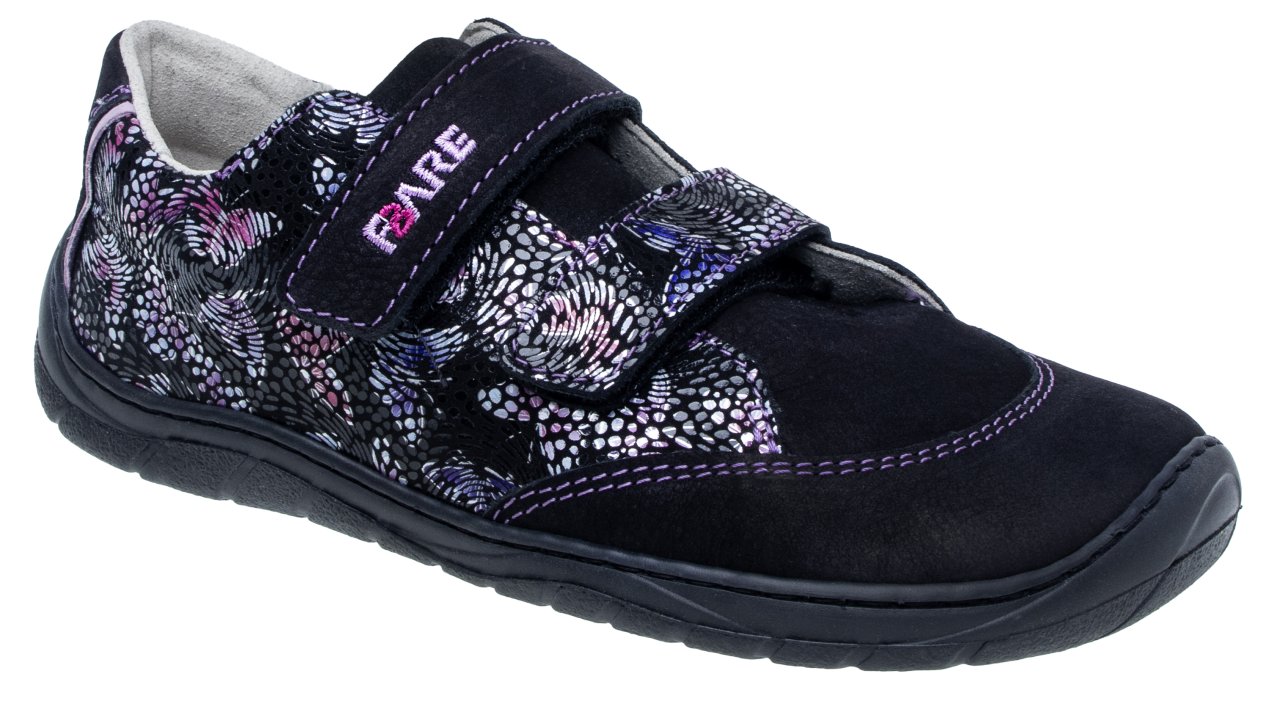 Fare Bare Kids Darianky Black - zapatillas barefoot infantiles casual negras con estampado de mariposas