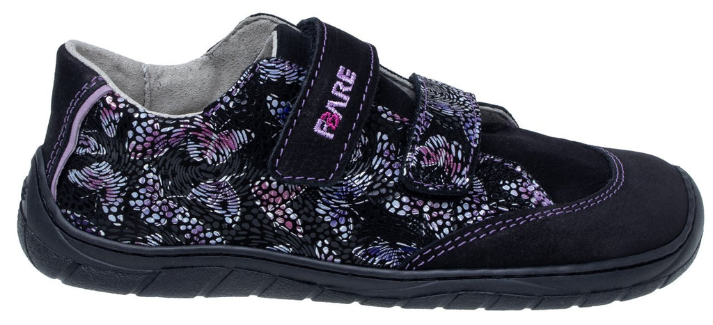 Fare Bare Kids Darianky Black - zapatillas barefoot infantiles casual negras con estampado de mariposas