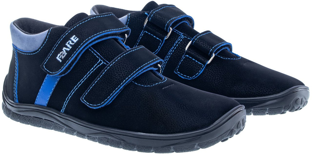 Fare Bare Kids Bergenky Junior Black & Blue - Botines barefoot impermeables infantiles negros