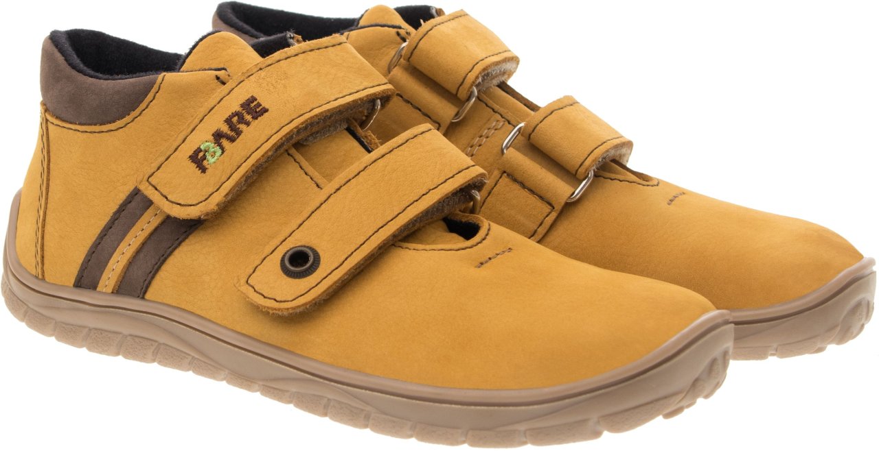 Fare Bare Kids Bergenky Junior Mustard - Botines barefoot impermeables infantiles amarillos