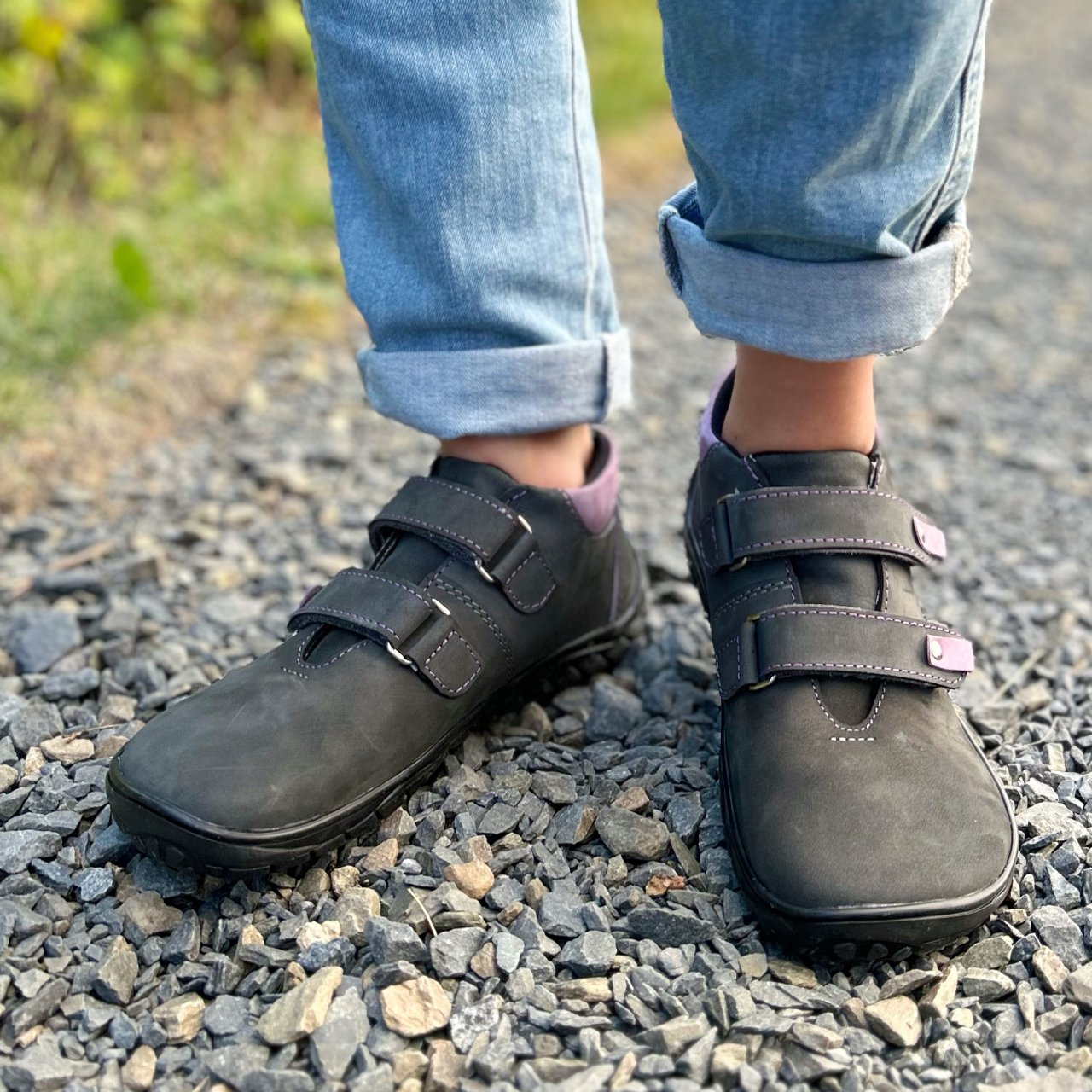 Fare Bare Walky Junior Grey - Zapatillas barefoot impermeables outdoor para niños grandes grises