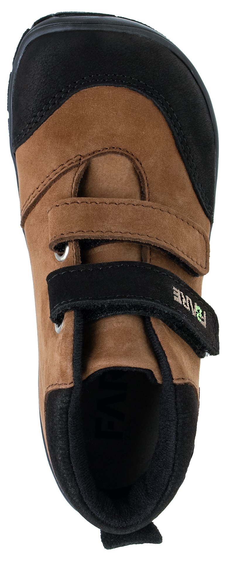 Fare Bare Kids Visby Brown - Botines barefoot otoñales para niños pequeños en cuero nubuck marrones