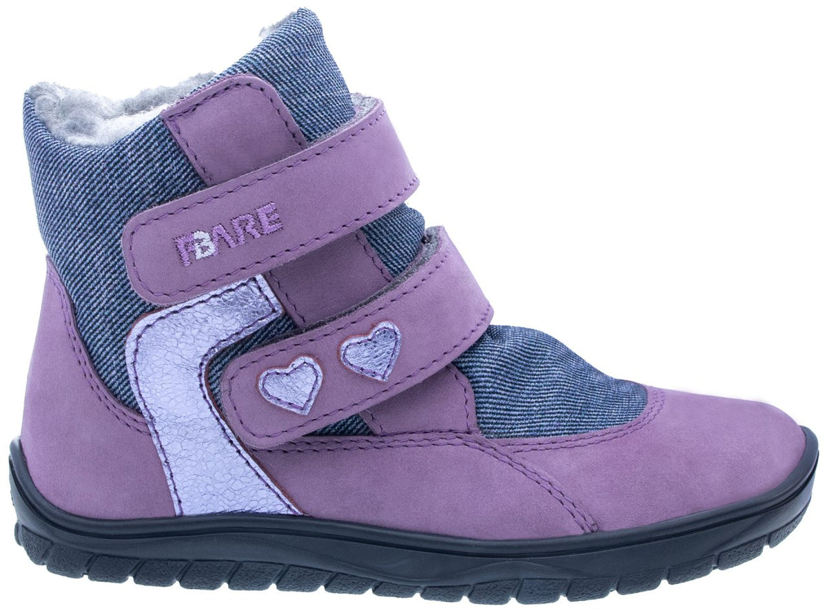 Fare Bare Kids Frostky Lilac - Botines barefoot infantiles impermeables calientes lila