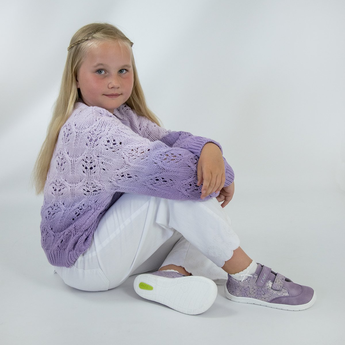 Fare Bare Kids Darianky Violet - zapatillas barefoot infantiles casual violetas con estampado floral