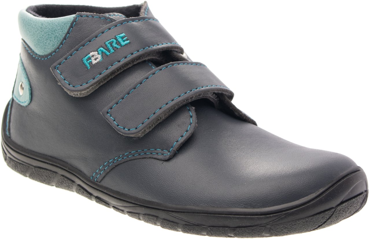 Fare Bare Kids Holeby Blue - Botines barefoot infantiles otoñales de cuero azul marino