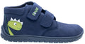 Fare Bare Kids Holeby Blue Dino - Botines barefoot infantiles otoñales de cuero azules con detalle de dinosaurios