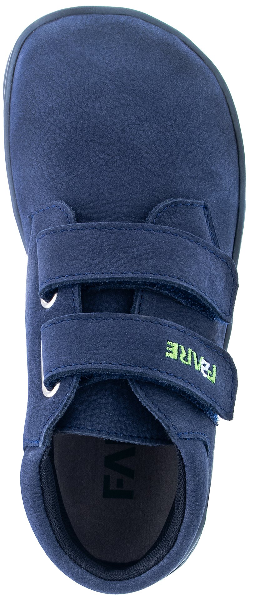 Fare Bare Kids Holeby Blue Dino - Botines barefoot infantiles otoñales de cuero azules con detalle de dinosaurios