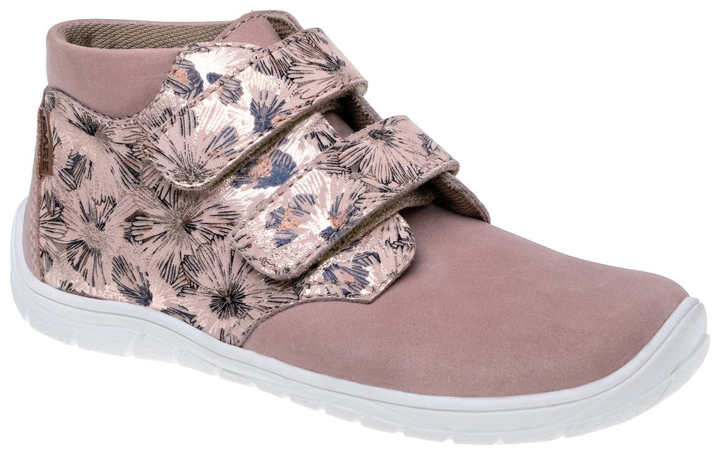 Fare Bare Kids Holeby Apricot - Botines barefoot infantiles otoñales de cuero con estampado otoñal