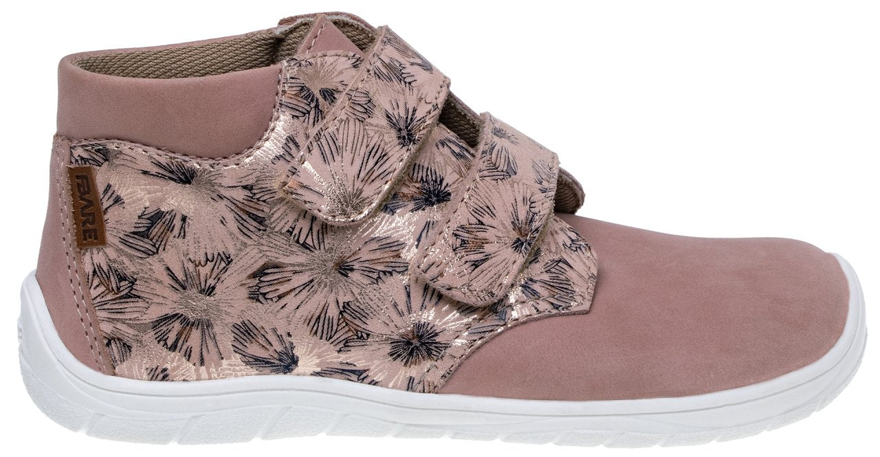 Fare Bare Kids Holeby Apricot - Botines barefoot infantiles otoñales de cuero con estampado otoñal