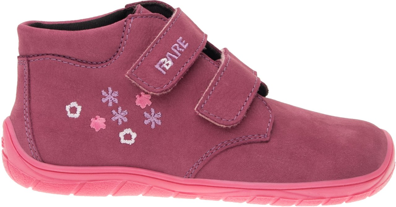 Fare Bare Kids Holeby Burgundy - Botines barefoot infantiles otoñales de cuero rosas