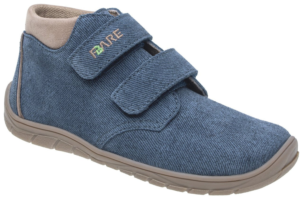 Fare Bare Kids Holeby Denim - Botines barefoot infantiles otoñales de cuero azules