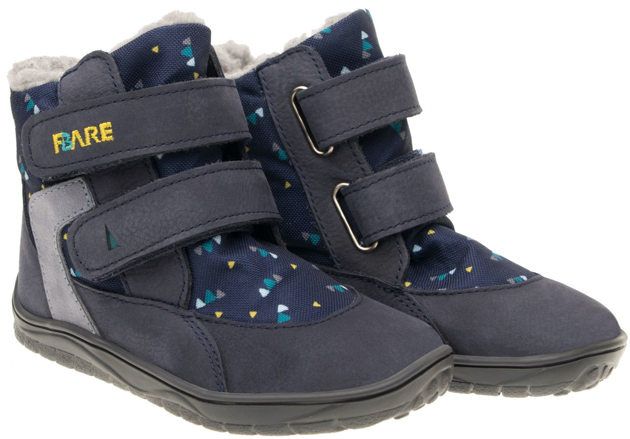 Fare Bare Kids - Frostky Winter Waterproof Blue - Botines barefoot impermeables con forro invernal