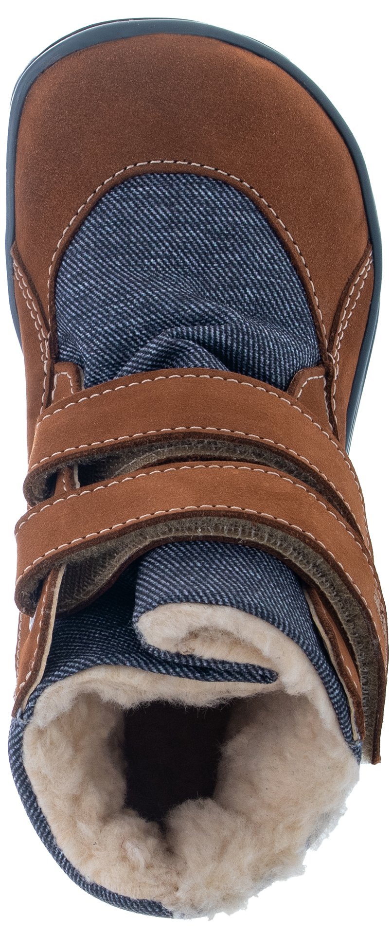 Fare Bare Kids Frostky Bear Brown - Botines barefoot infantiles impermeables calientes marrones
