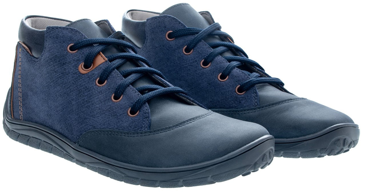 Fare Bare Mateo All Year Blue Denim - Botines barefoot de cuero azules