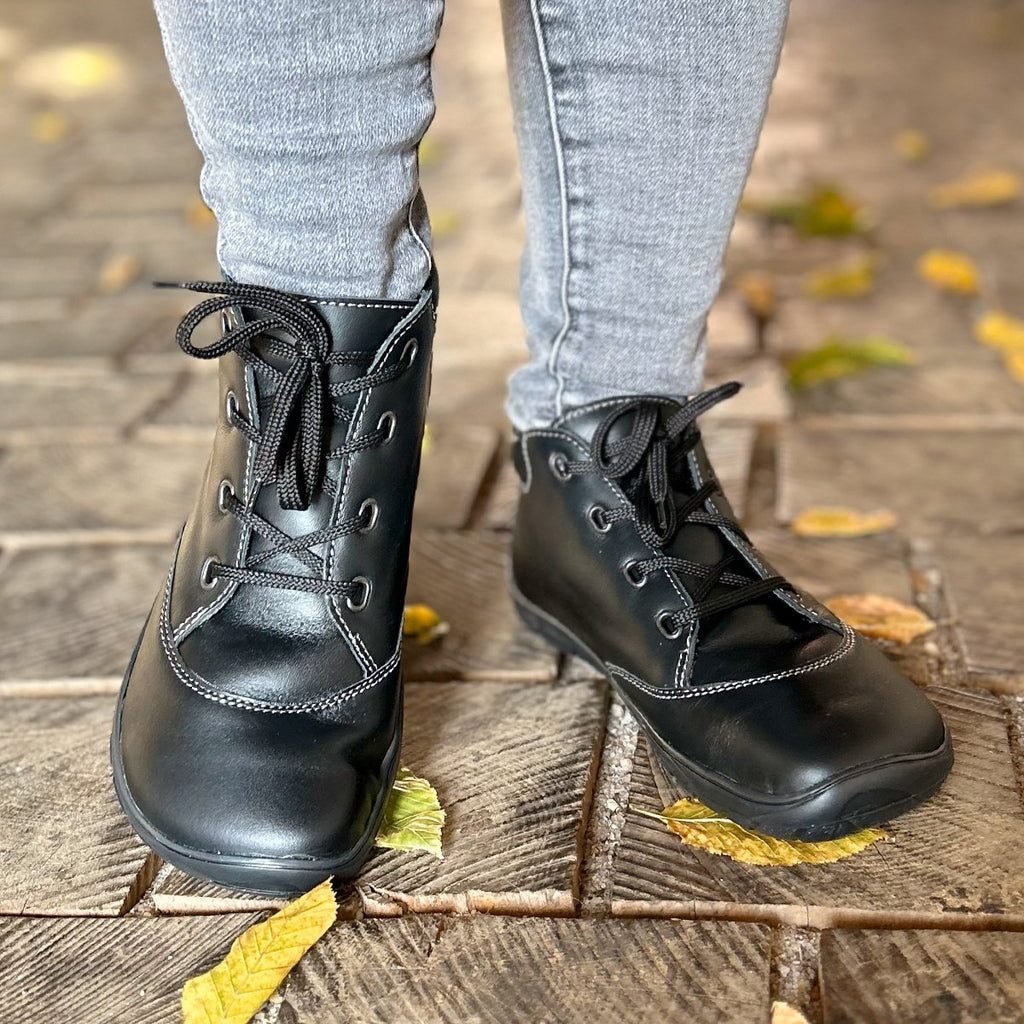 Fare Bare Mateo All Year Black - Botines barefoot de cuero negros