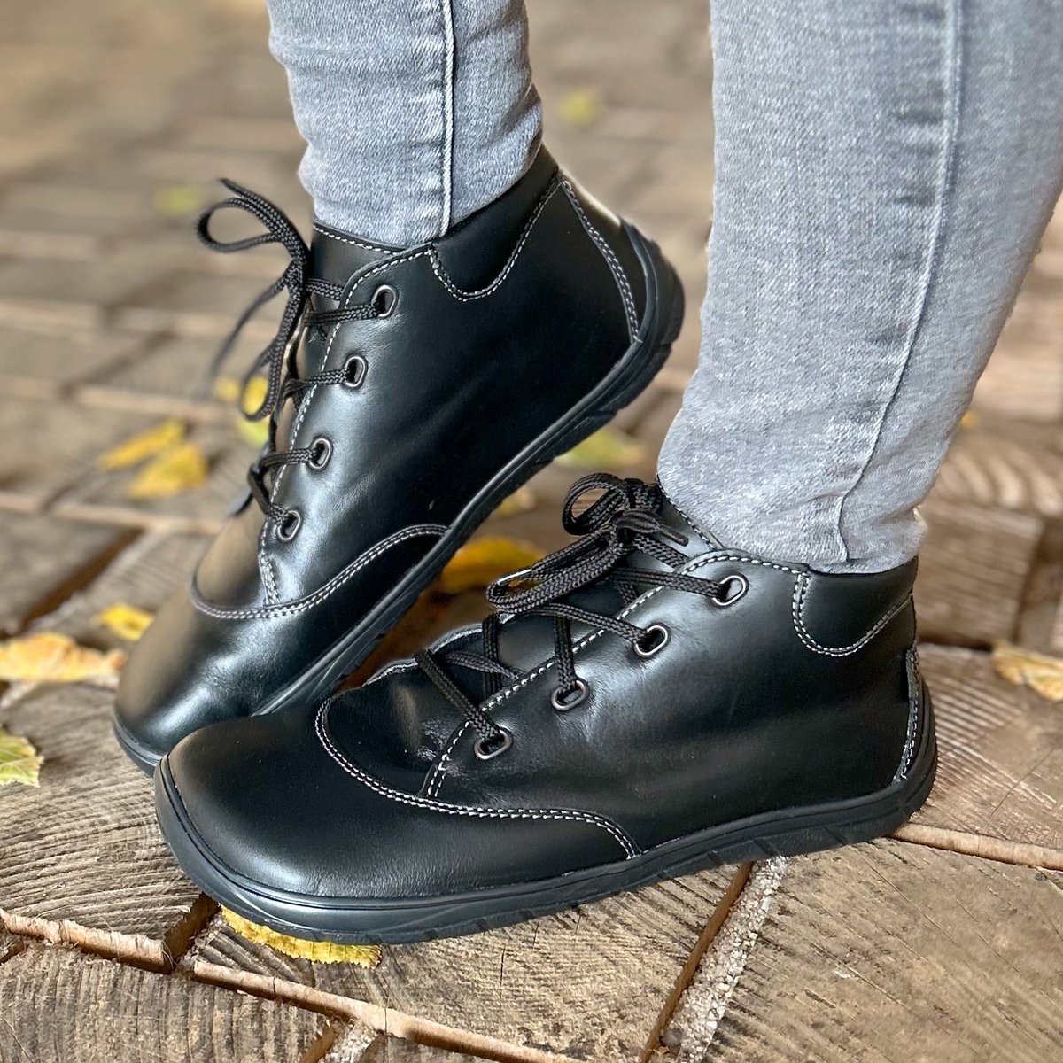 Fare Bare Mateo All Year Black - Botines barefoot de cuero negros