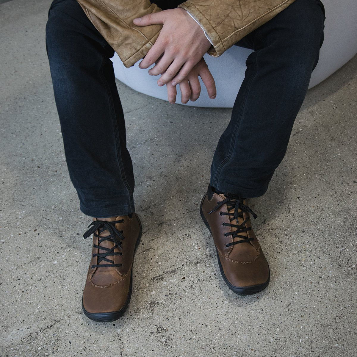 Fare Bare Mateo All Year Brown - Botines barefoot de cuero marrones