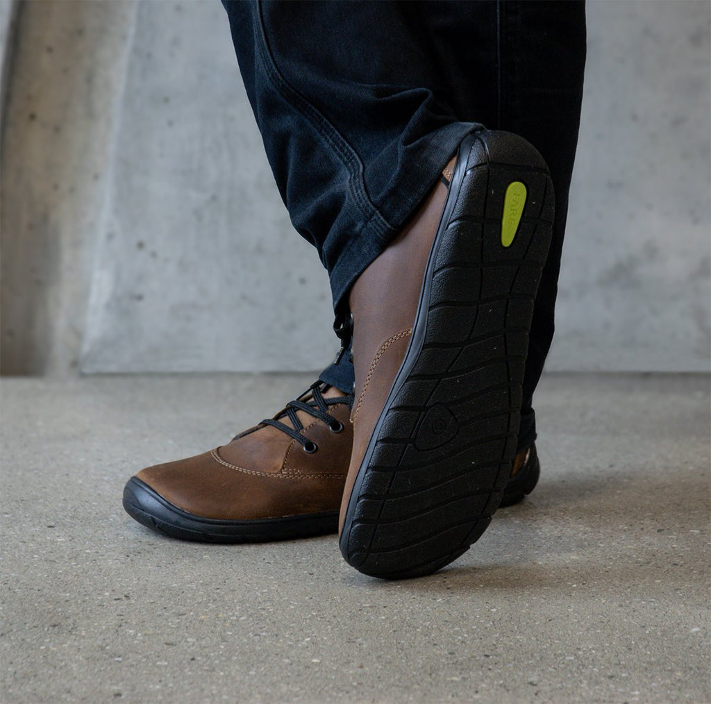 Fare Bare Mateo All Year Brown - Botines barefoot de cuero marrones