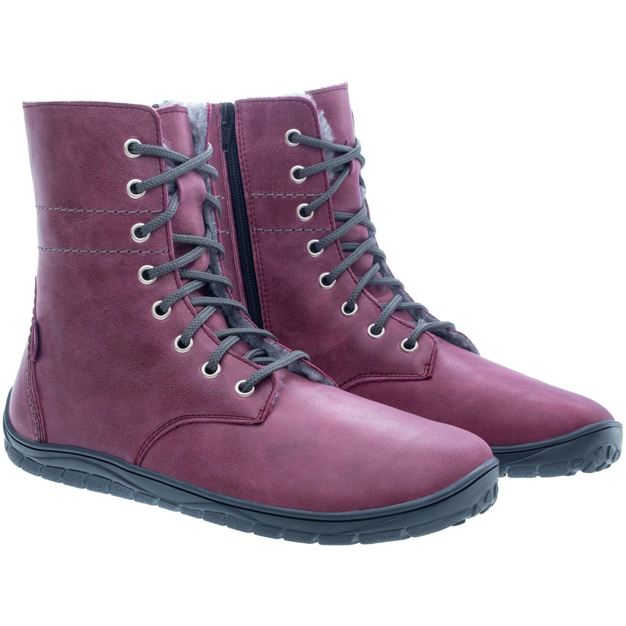 Fare Bare - Freya Winter Shoes Burgundy - botas barefoot de invierno calientes